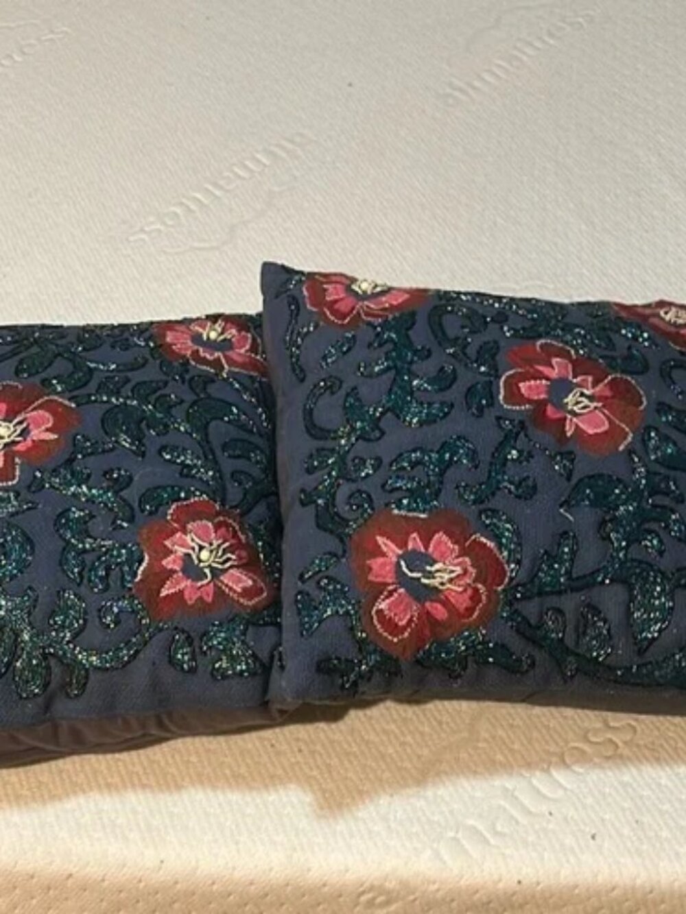 Mackenzie Childs Set of 2 Blue Shimmer Beaded Pillows